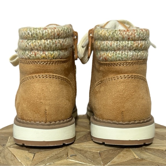 CAT & JACK Herbie Booties Cognac sz 8 Toddler‎ Faux Suede Fur Shearling Hiking - Picture 5 of 8